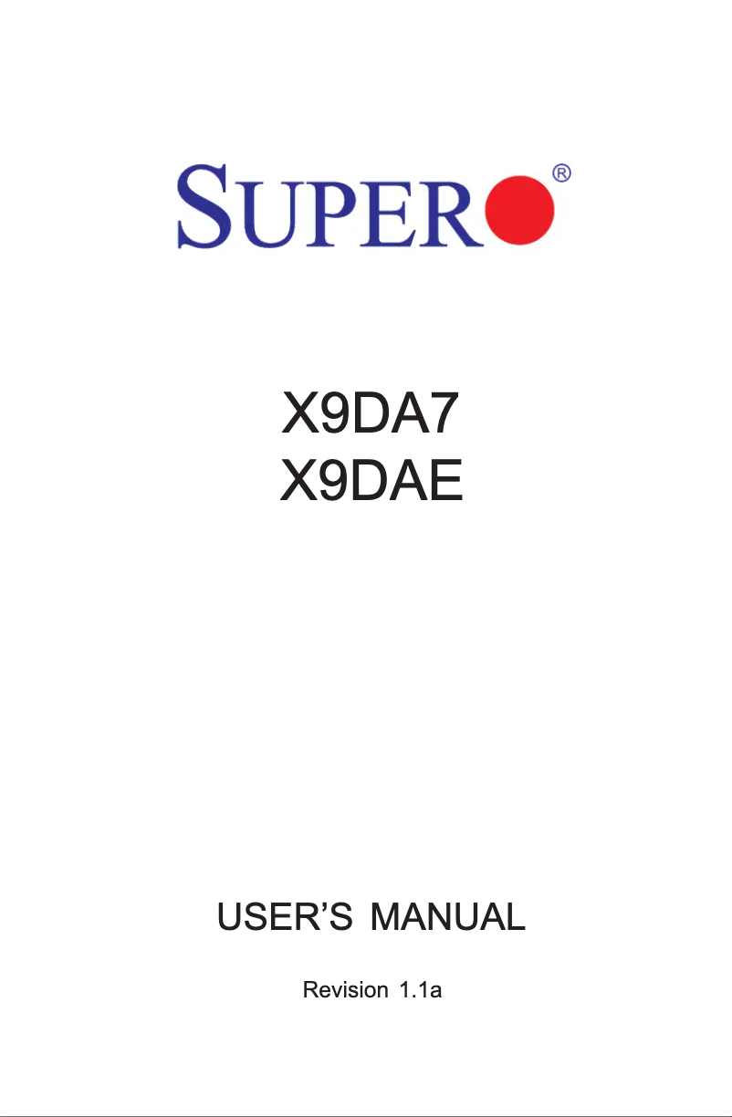 Page 1 de la notice Manuel utilisateur Supermicro X9DA7