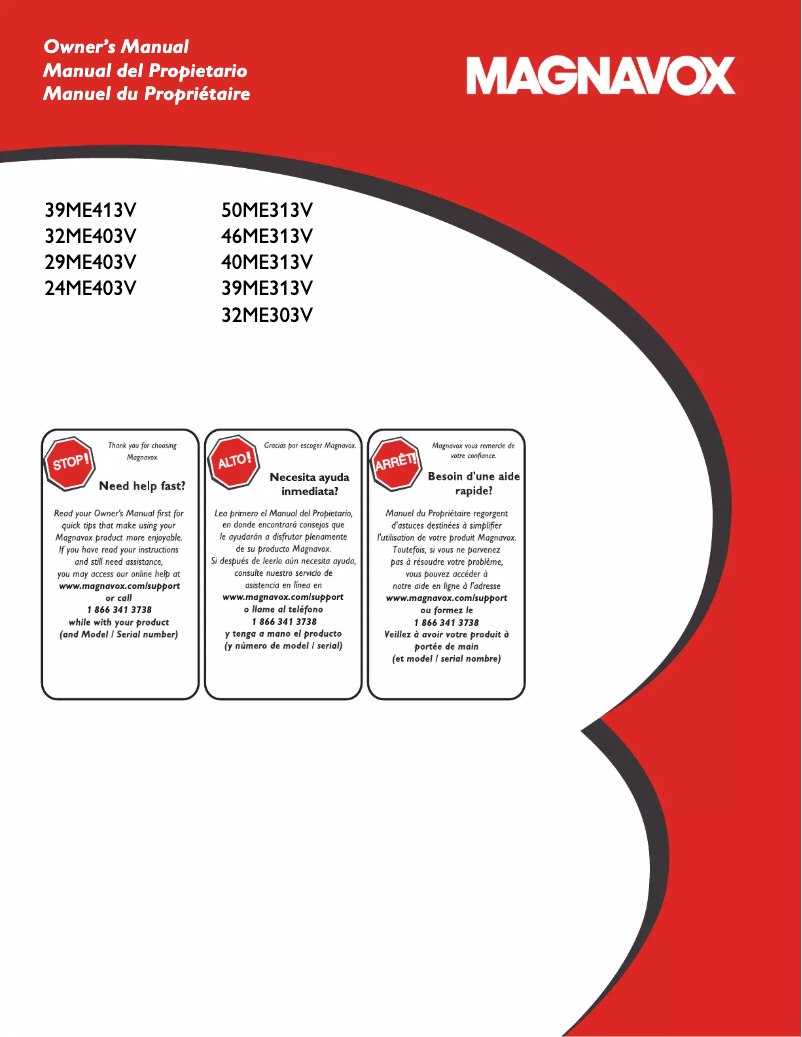 Page 1 of the manual User Manual Magnavox 50ME313V