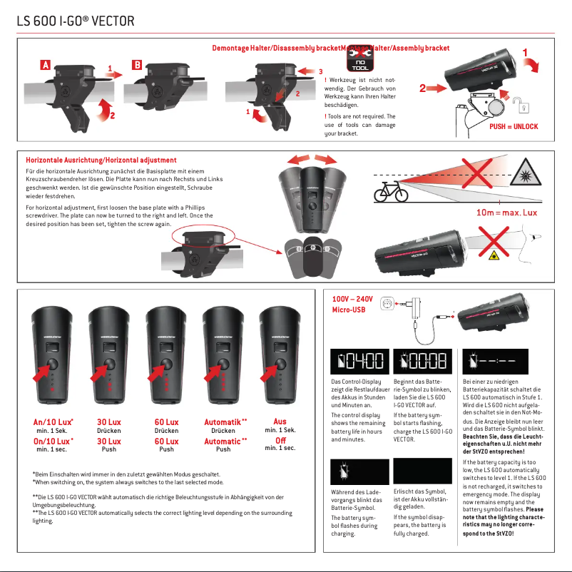 Page n°1 - Manuel utilisateur Trelock LS 600 I-GO Vector