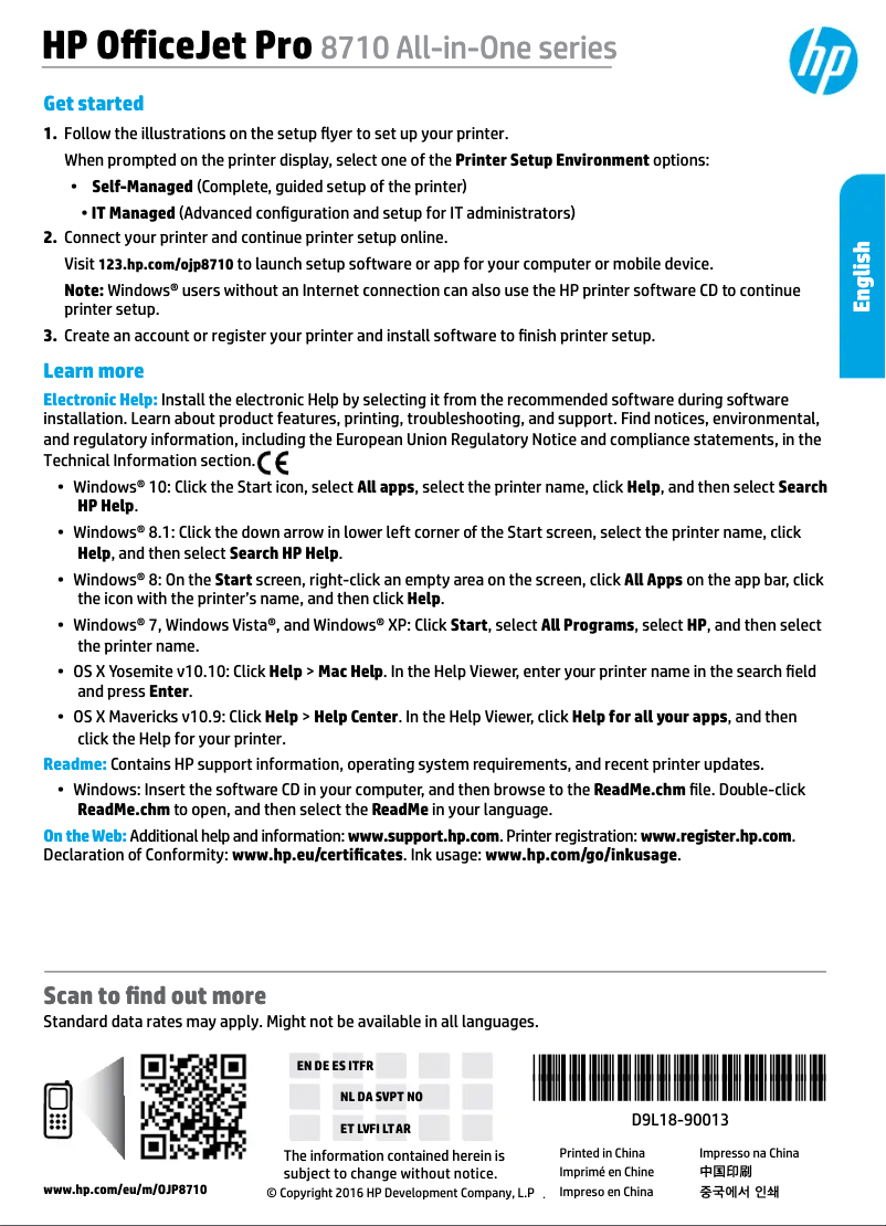 Image de la première page du manuel de l'appareil OfficeJet Pro 8710 All-in-One
