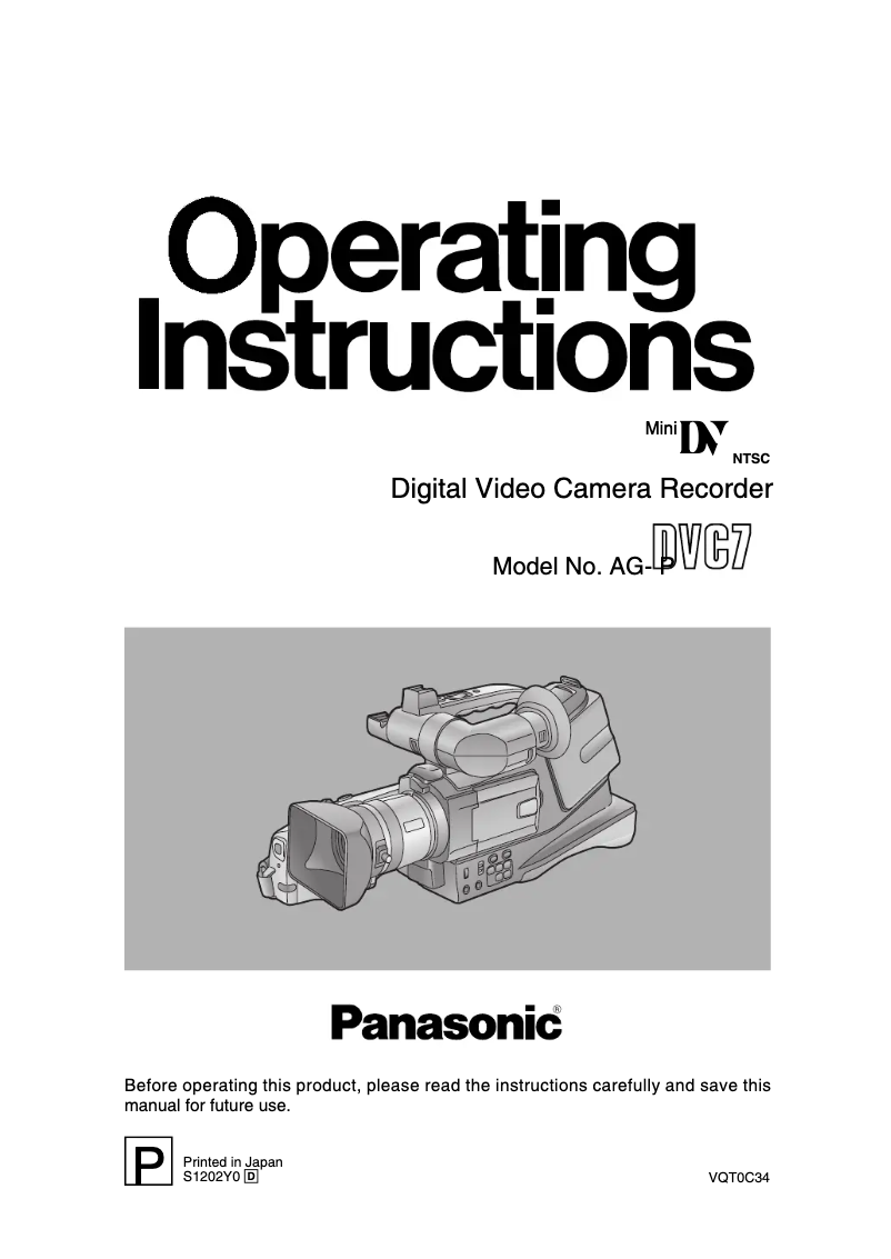 Page n°1 - Manuel utilisateur Panasonic AG-DVC7P