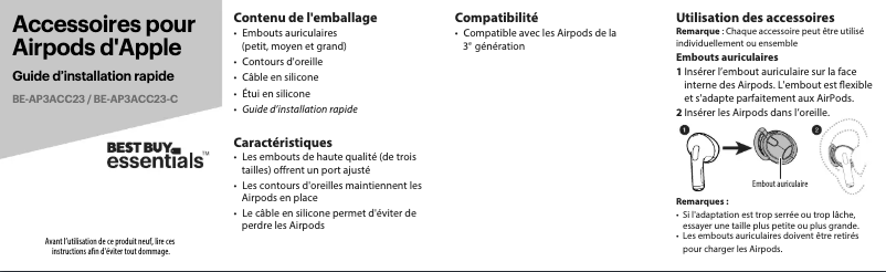 Image de la première page du manuel de l'appareil BE-AP3ACC23