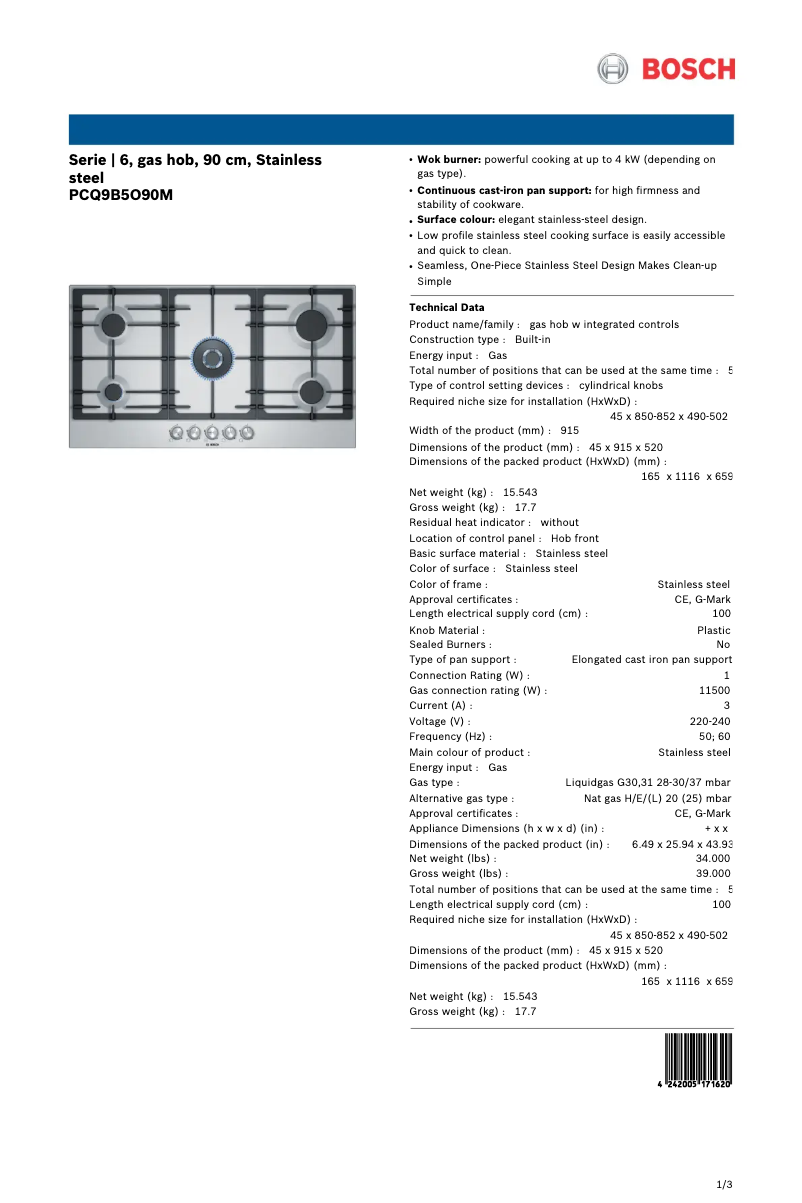 Image de la première page du manuel de l'appareil PCQ9B5O90M