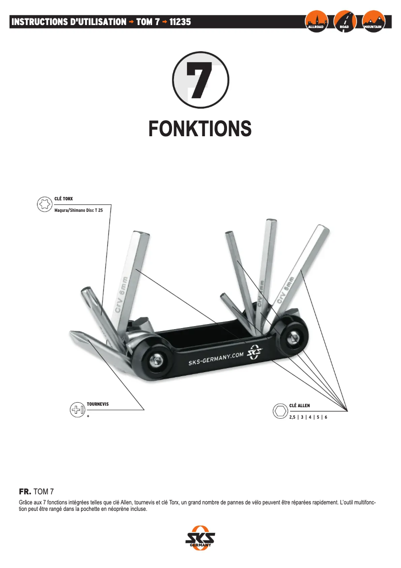 Page 1 de la notice Manuel utilisateur SKS TOM 7
