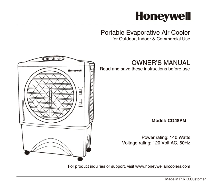 Page 1 de la notice Manuel d'utilisation et d'entretien Honeywell CO48PM