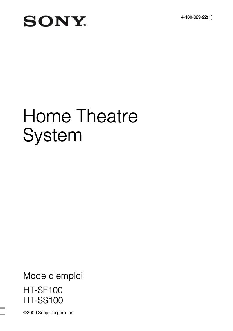 Page 1 of the manual User Manual Sony HT-SF100