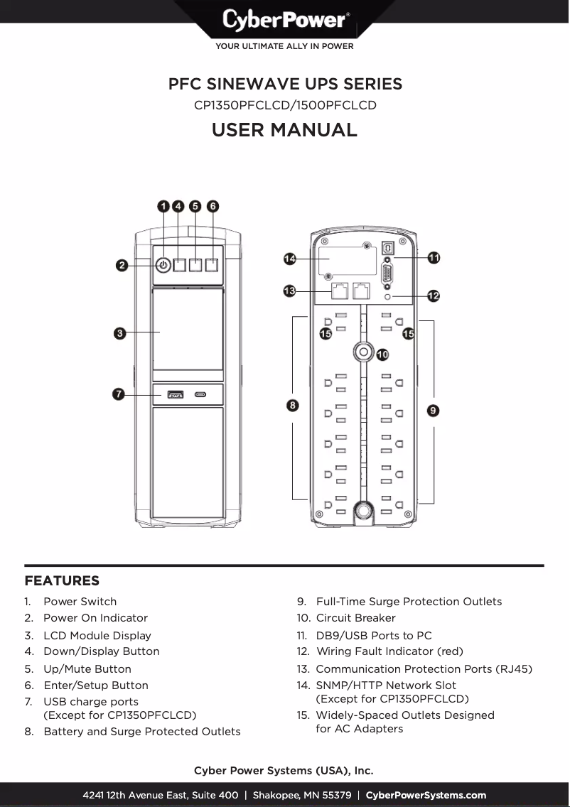 Page n°1 - Manuel utilisateur CyberPower CP1350PFCLCD