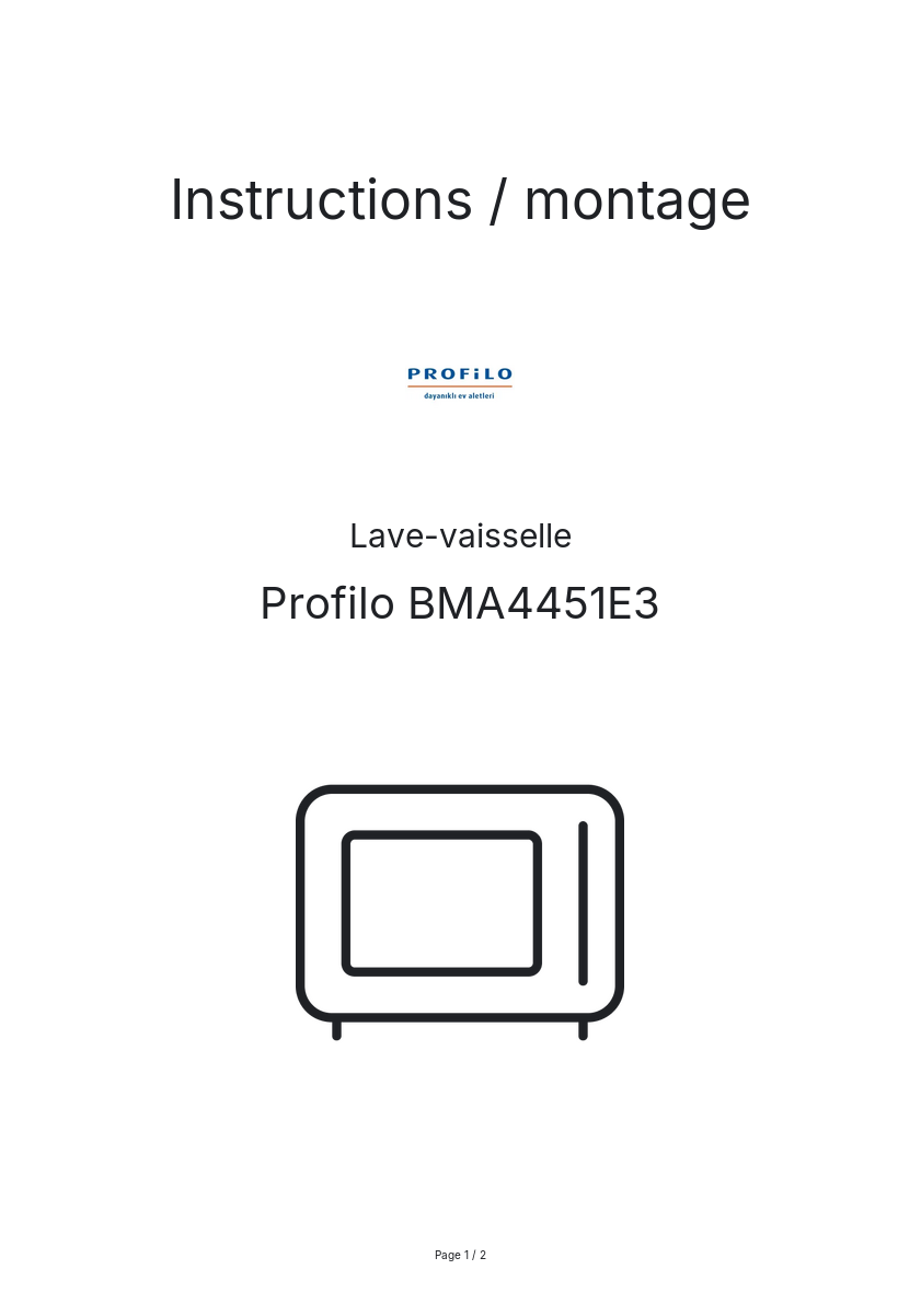 Page n°1 - Instructions / montage Profilo BMA4451E3
