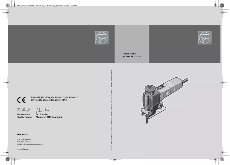 Page n°1 - Manuel utilisateur Fein ASt 638