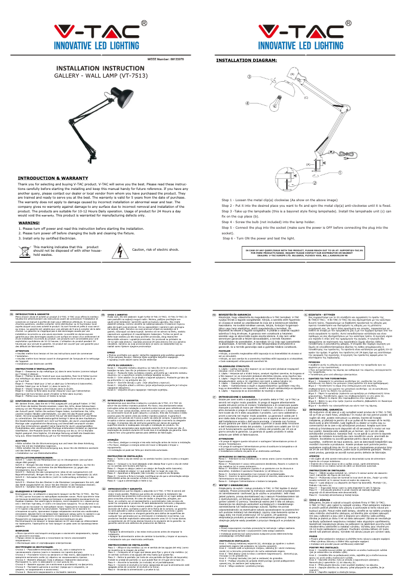 Page n°1 - Manuel utilisateur V-TAC VT-7513