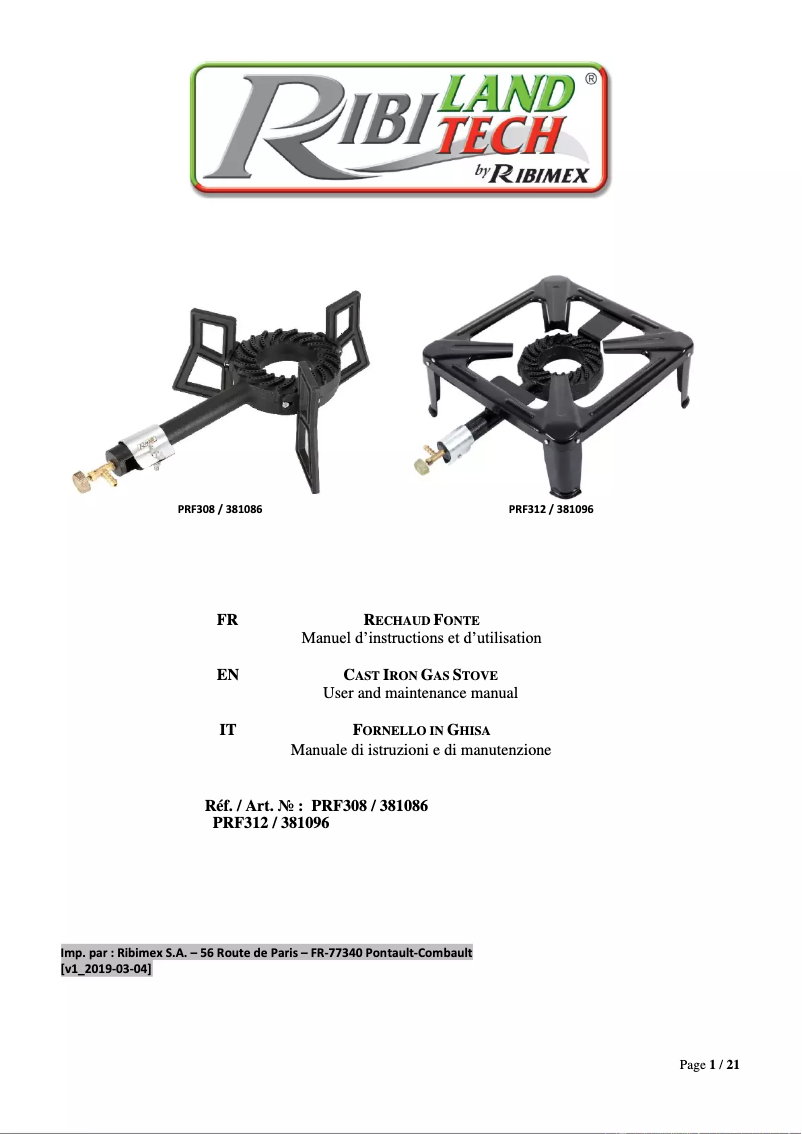 Image de la première page du manuel de l'appareil PRF312
