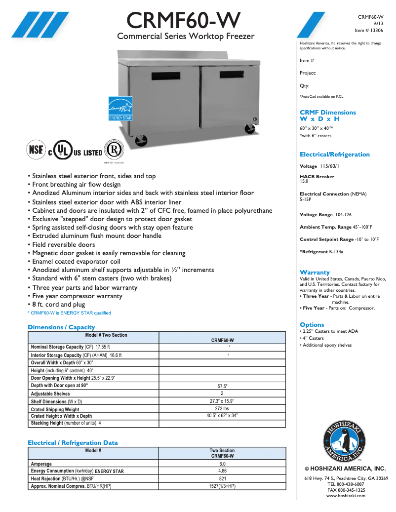 Image de la première page du manuel de l'appareil CRMF60-W