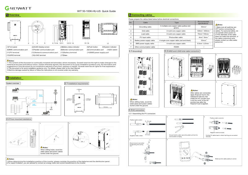 Página 1 del manual Manual de usuario Growatt WIT 50-100K-HU-US