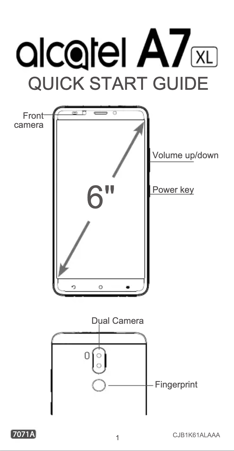 Page n°1 - Guide de démarrage rapide Alcatel A7