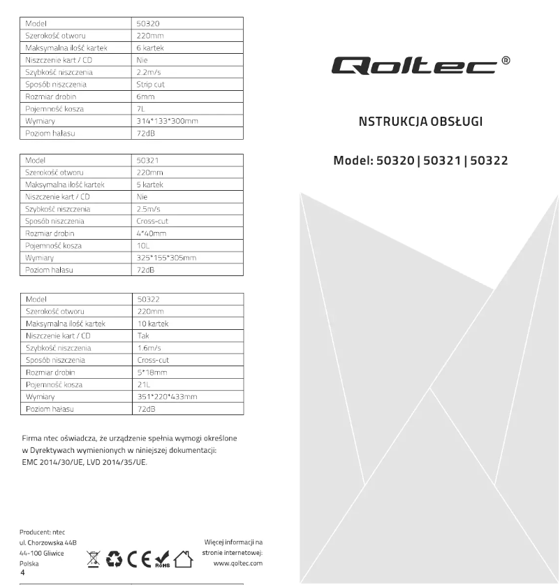 Page n°1 - Manuel utilisateur Qoltec 50320