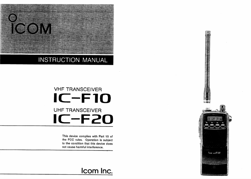 Page n°1 - Manuel utilisateur ICOM IC-F10