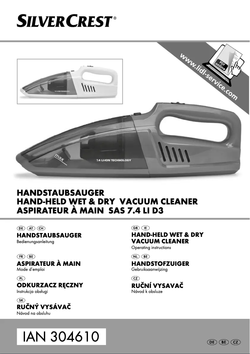 Page n°1 - Manuel utilisateur SilverCrest SAS 7.4 LI B3