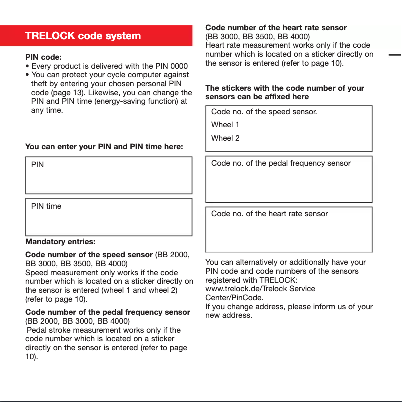 Page n°1 - Manuel utilisateur Trelock BB 4000