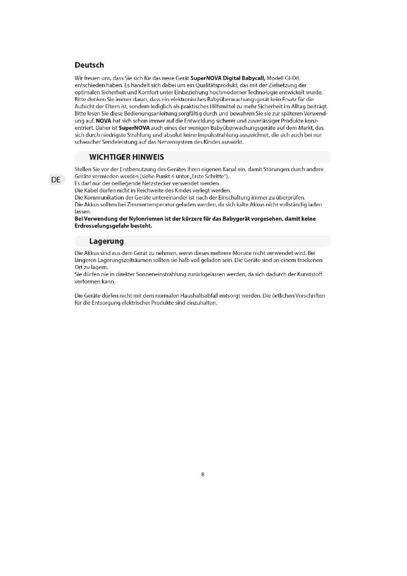 Page 1 de la notice Manuel utilisateur Nova SuperNOVA D8