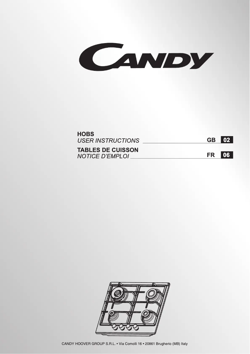 Page n°1 - Manuel utilisateur Candy CHW6BRX-TN