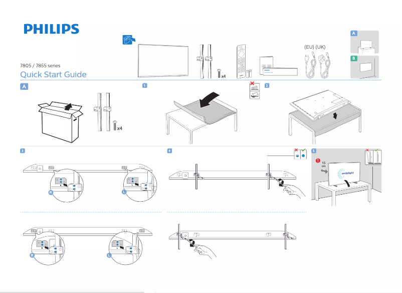Page n°1 - Guide de démarrage rapide Philips 55PUS7805