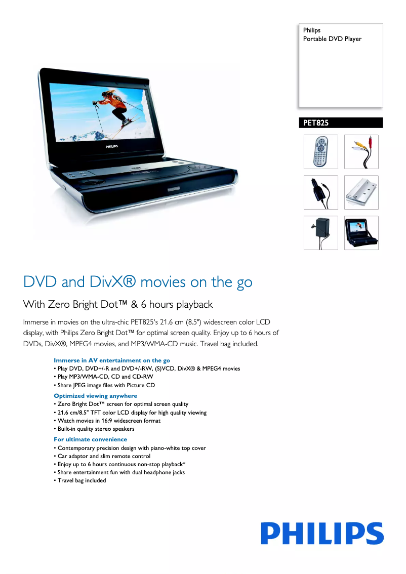 Página 1 del manual Folleto Philips PET825