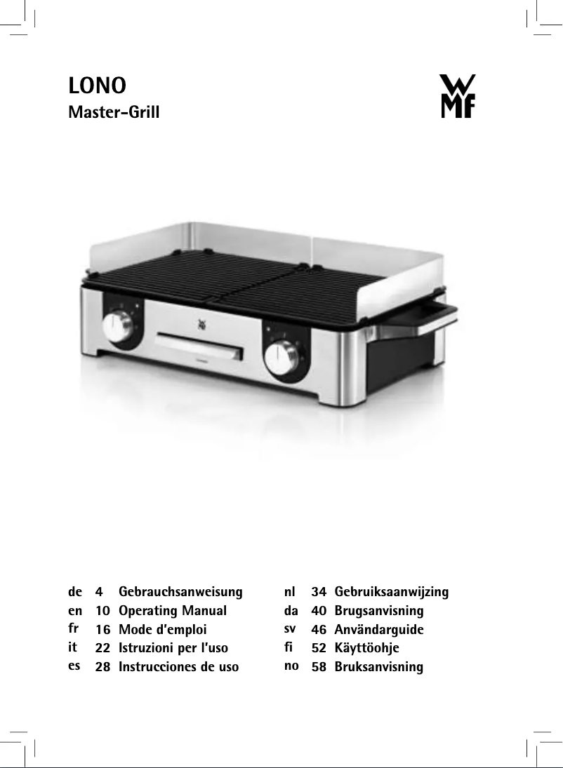 Page n°1 - Manuel utilisateur WMF Lono Master-Grill