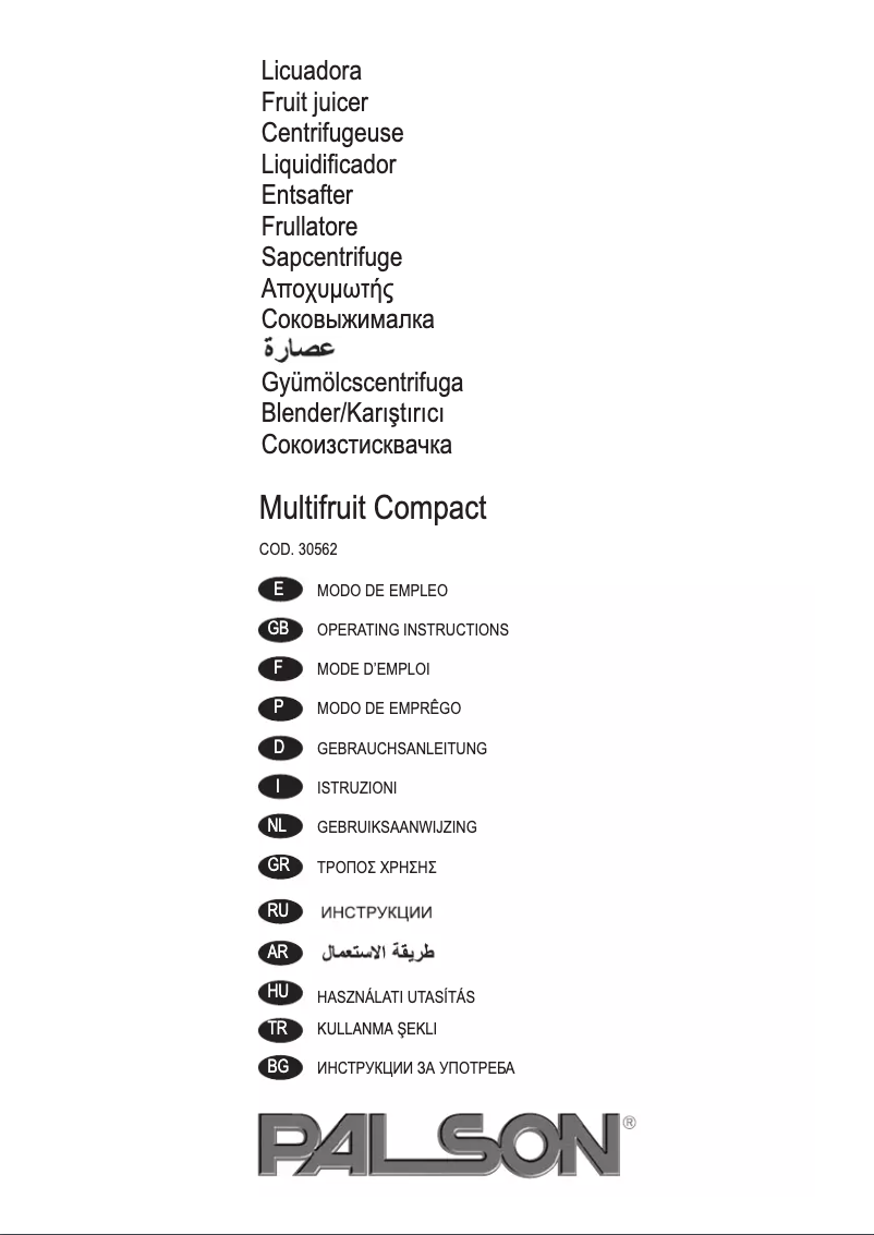 Page n°1 - Manuel utilisateur Palson Multifruit Compact
