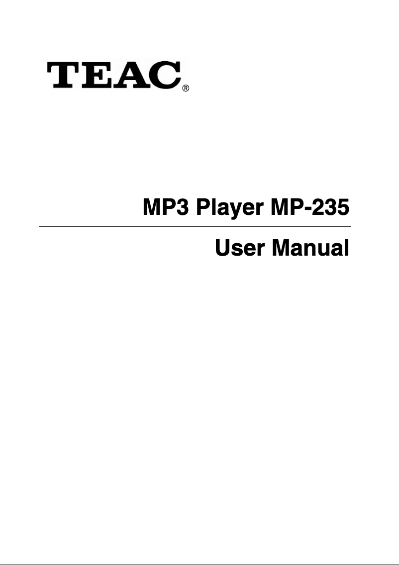 Page n°1 - Manuel utilisateur Teac MP-235