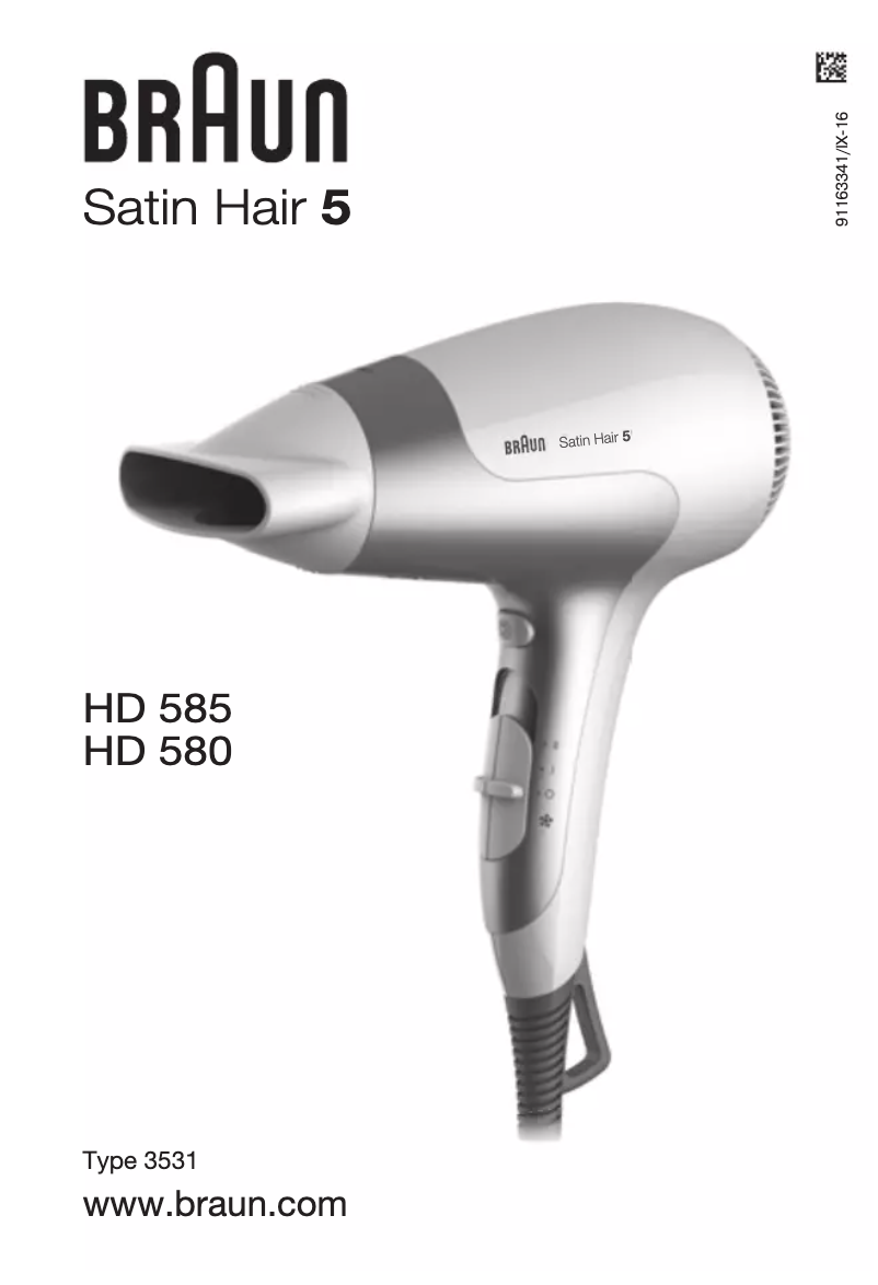 Page n°1 - Manuel utilisateur Braun Satin Hair 5 HD 580