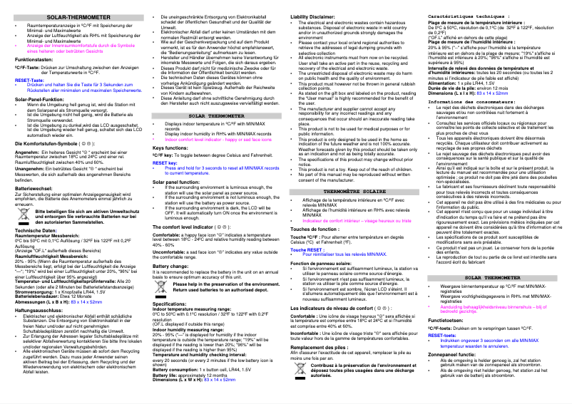 Page 1 de la notice Manuel utilisateur La Crosse Technology WT150