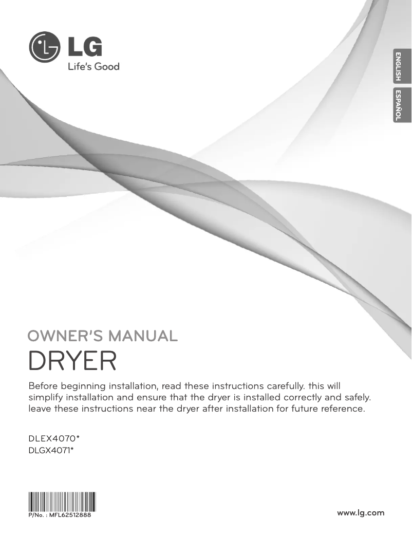Page n°1 - Manuel d'utilisation et d'entretien LG DLEX4070W