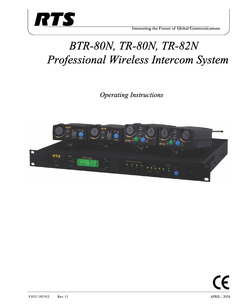 Page 1 de la notice Manuel utilisateur RTS BTR-80N