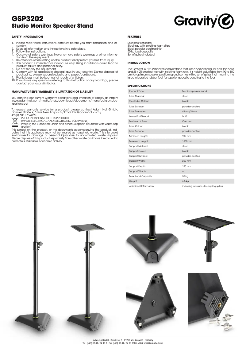 Page n°1 - Manuel utilisateur Gravity SP 3202