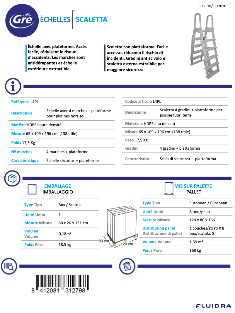 Page 1 de la notice Fiche technique Gre L4PL