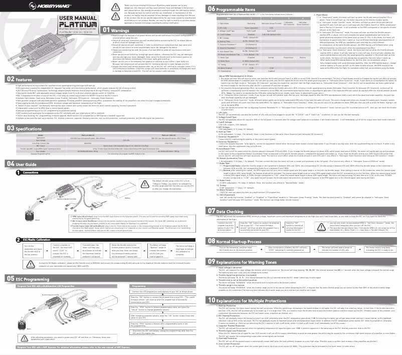 Page n°1 - Manuel utilisateur Hobbywing Platinum PRO 80A