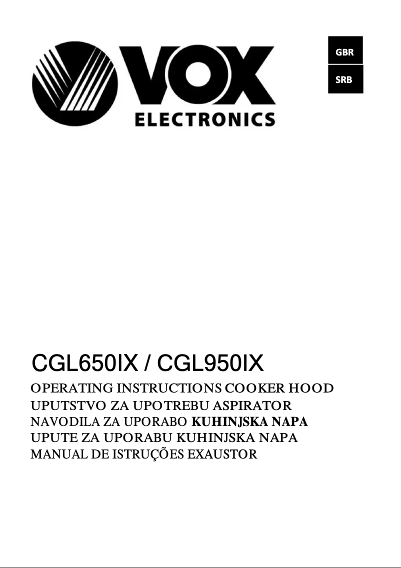 Page 1 de la notice Manuel utilisateur VOX CGL 950 IX