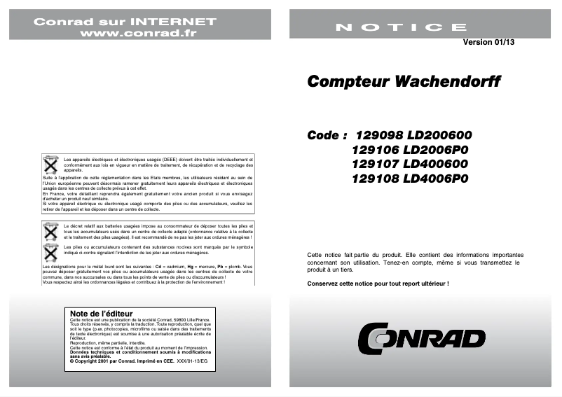 Page 1 de la notice Manuel utilisateur Wachendorff LD2006P0