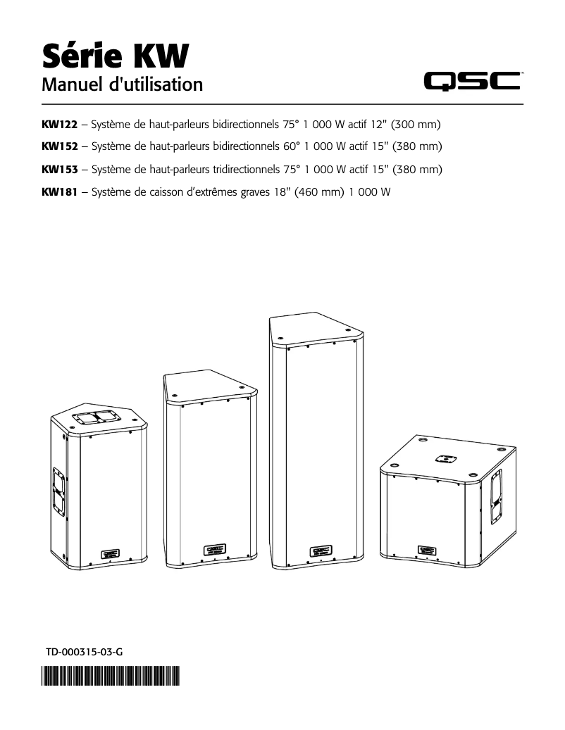 Page 1 de la notice Manuel utilisateur QSC KW122