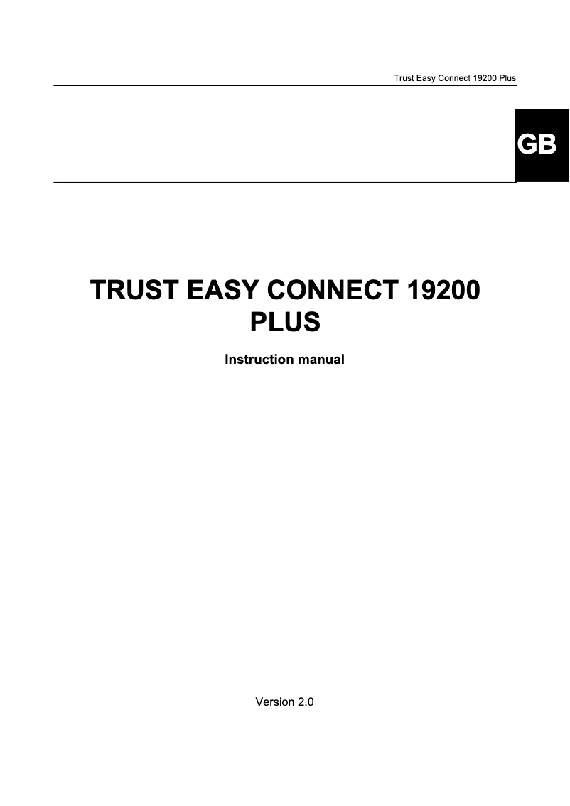 Page 1 de la notice Manuel utilisateur Trust Easy Connect 19200 Plus