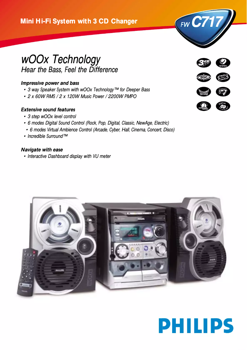 Page 1 de la notice Fiche technique Philips FW-C577