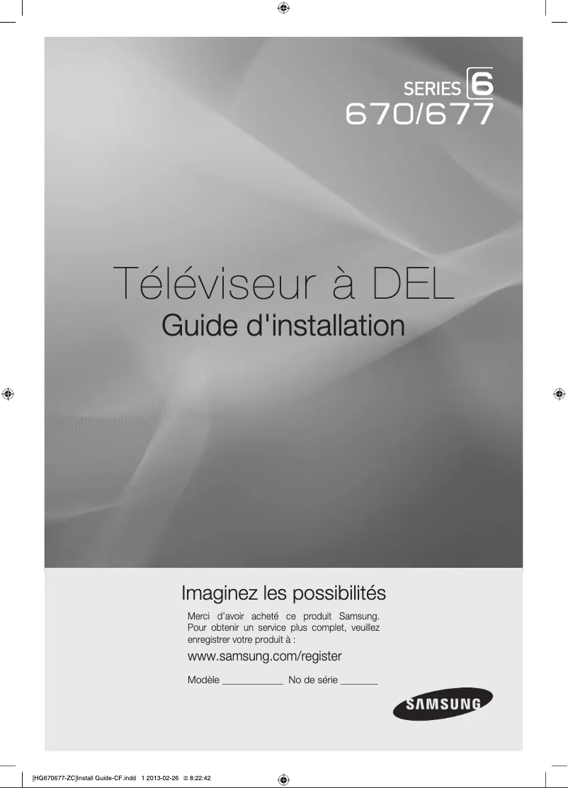 Page 1 de la notice Guide d'installation Samsung HG32NB677BF
