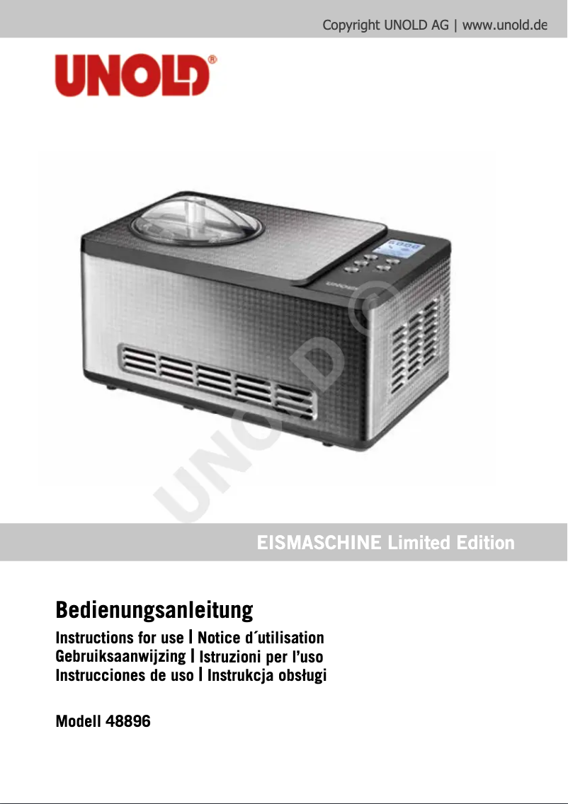 Page 1 de la notice Manuel utilisateur Unold Limited Edition 48896
