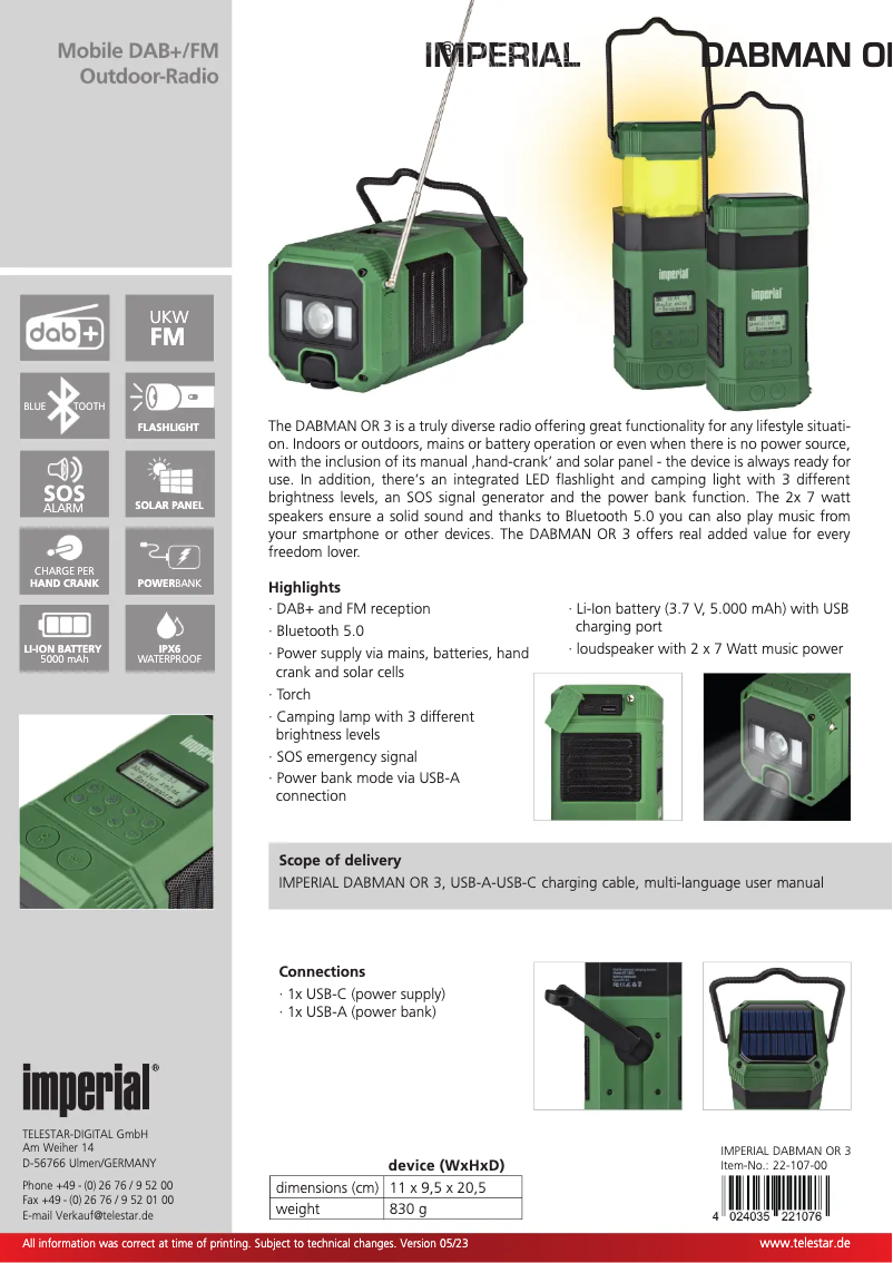 Imagen de la primera página del manual del dispositivo DABMAN OR 3