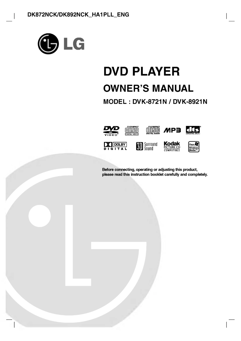 Page n°1 - Manuel utilisateur LG DK8721NCK1