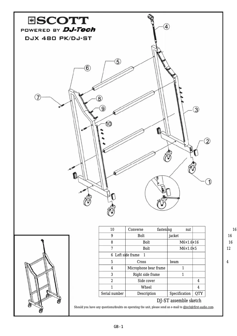 Page 1 de la notice Manuel utilisateur Scott DJX 480 PK