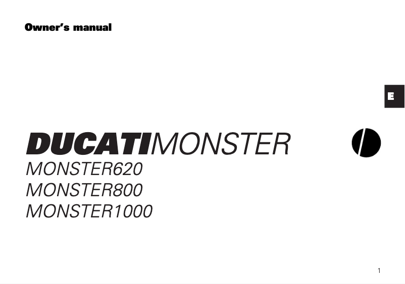 Page 1 de la notice Manuel utilisateur Ducati Monster 800