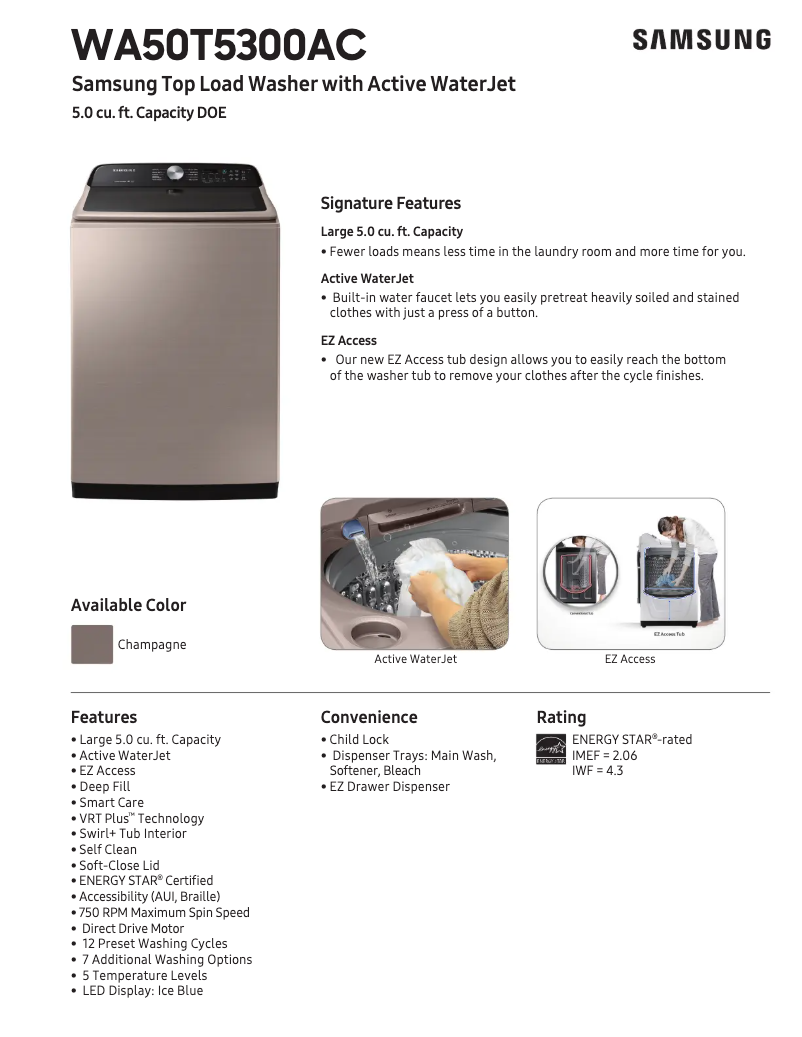 Image de la première page du manuel de l'appareil WA50T5300AC/US