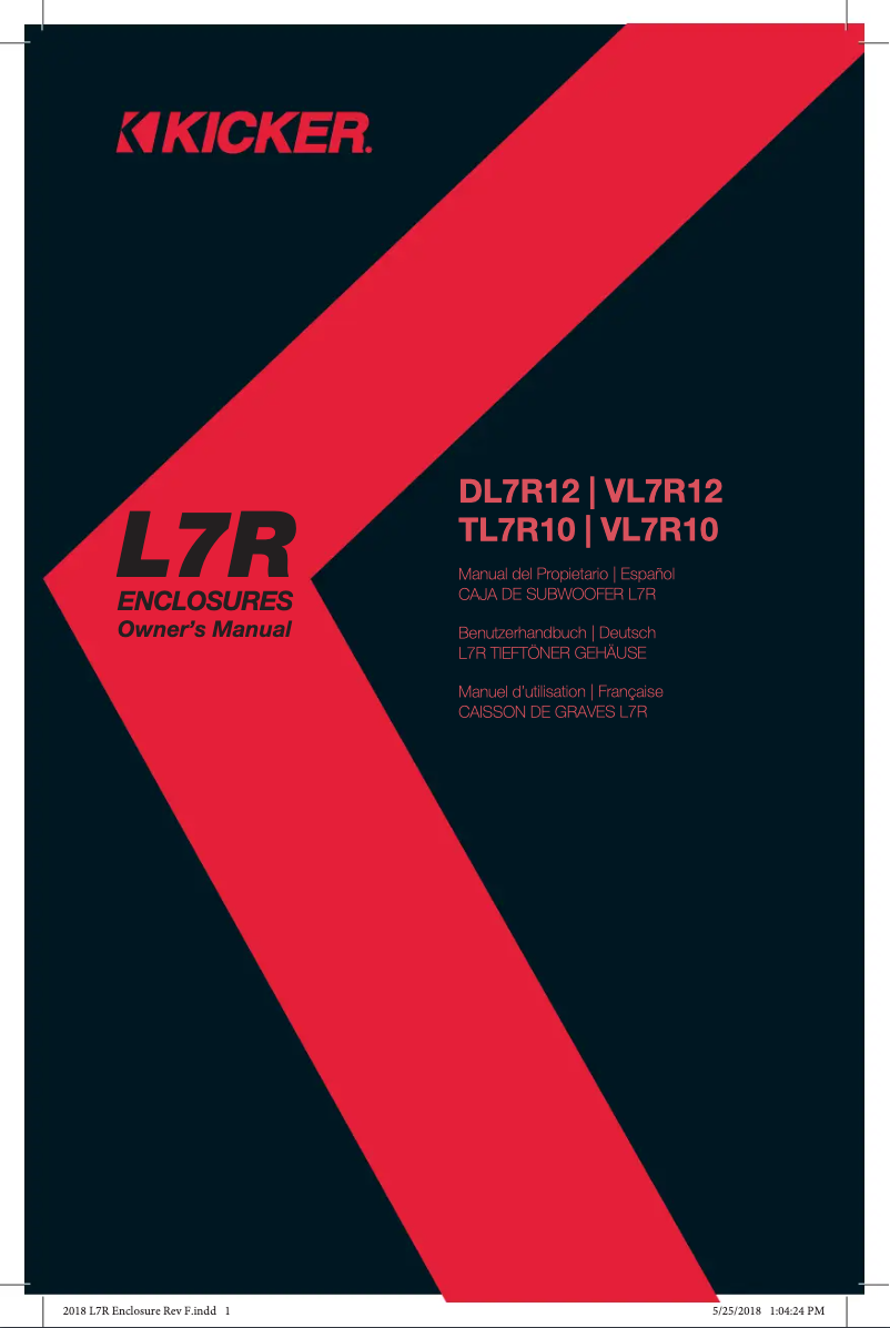Page 1 de la notice Manuel utilisateur Kicker 45TL7R102