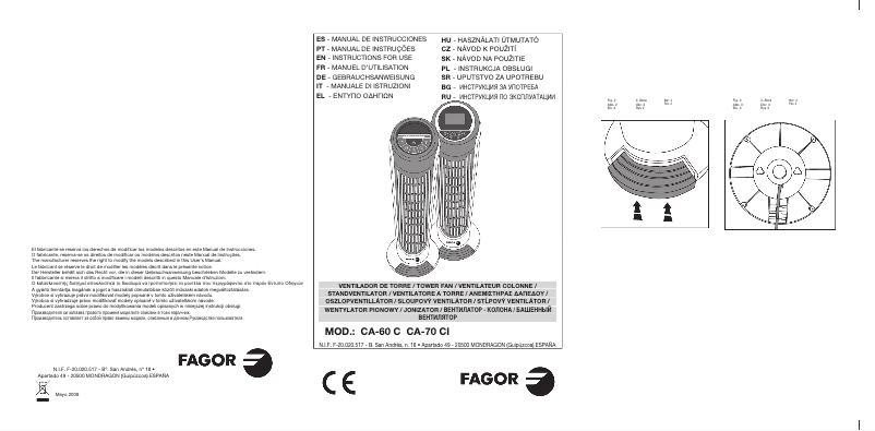 Page n°1 - Manuel utilisateur Fagor CA-70CI